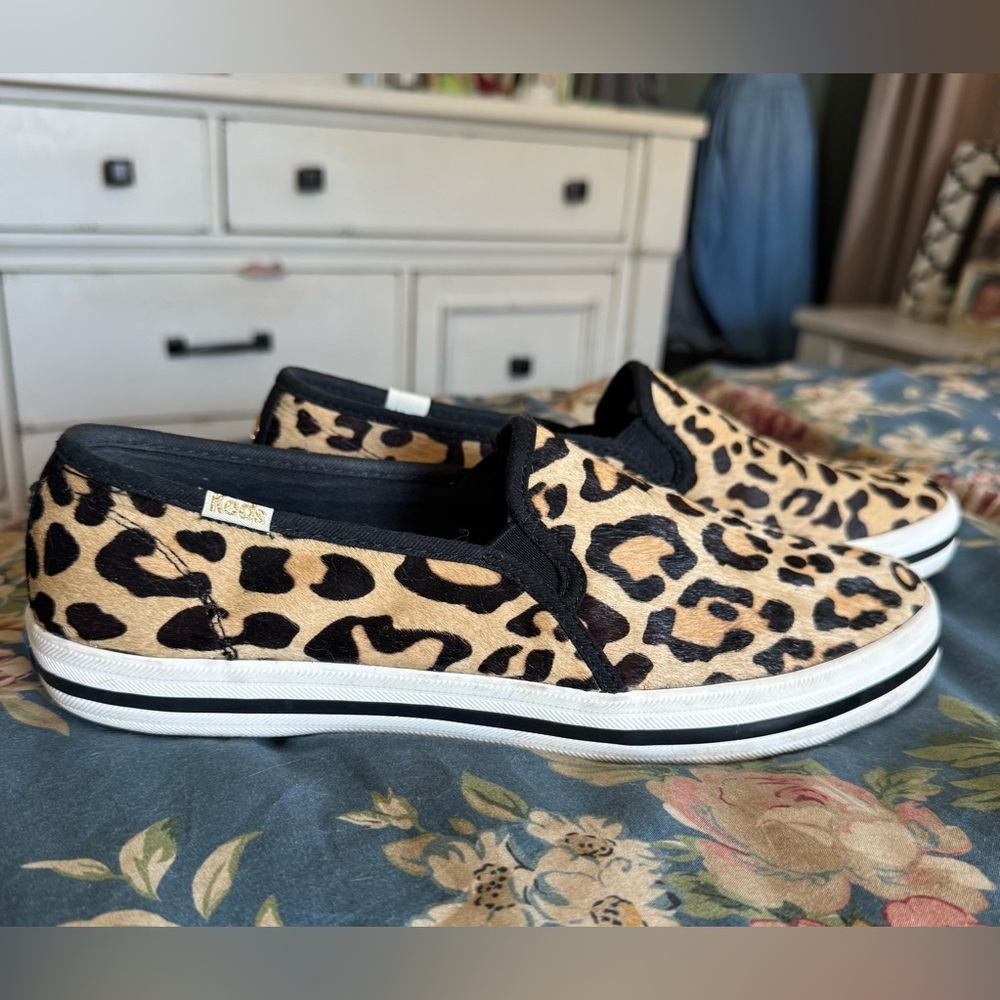 Kate Spade for Keds Calf Hair Leopard Print Slip-On Sneakers